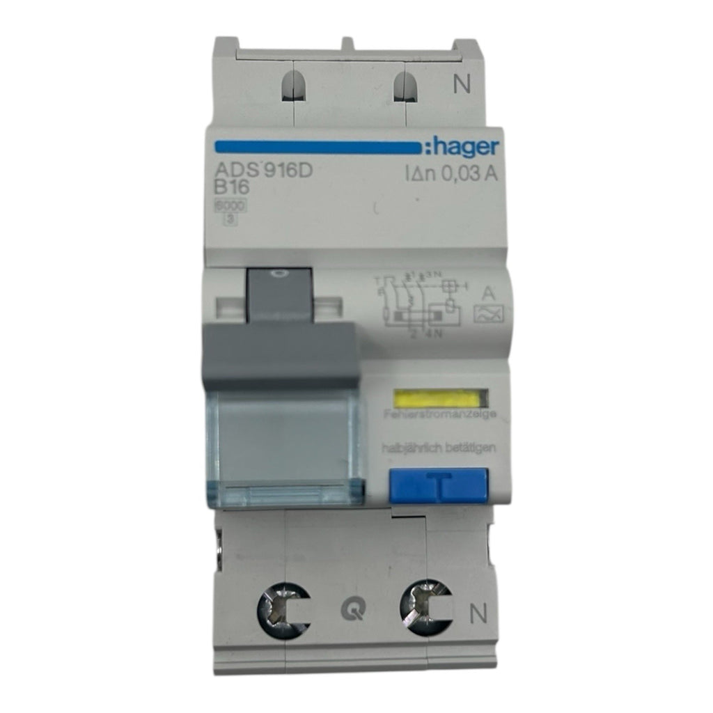 HAGER ADS916D FI/LS-Schalter B16-0,03A 1P+N (B16A)