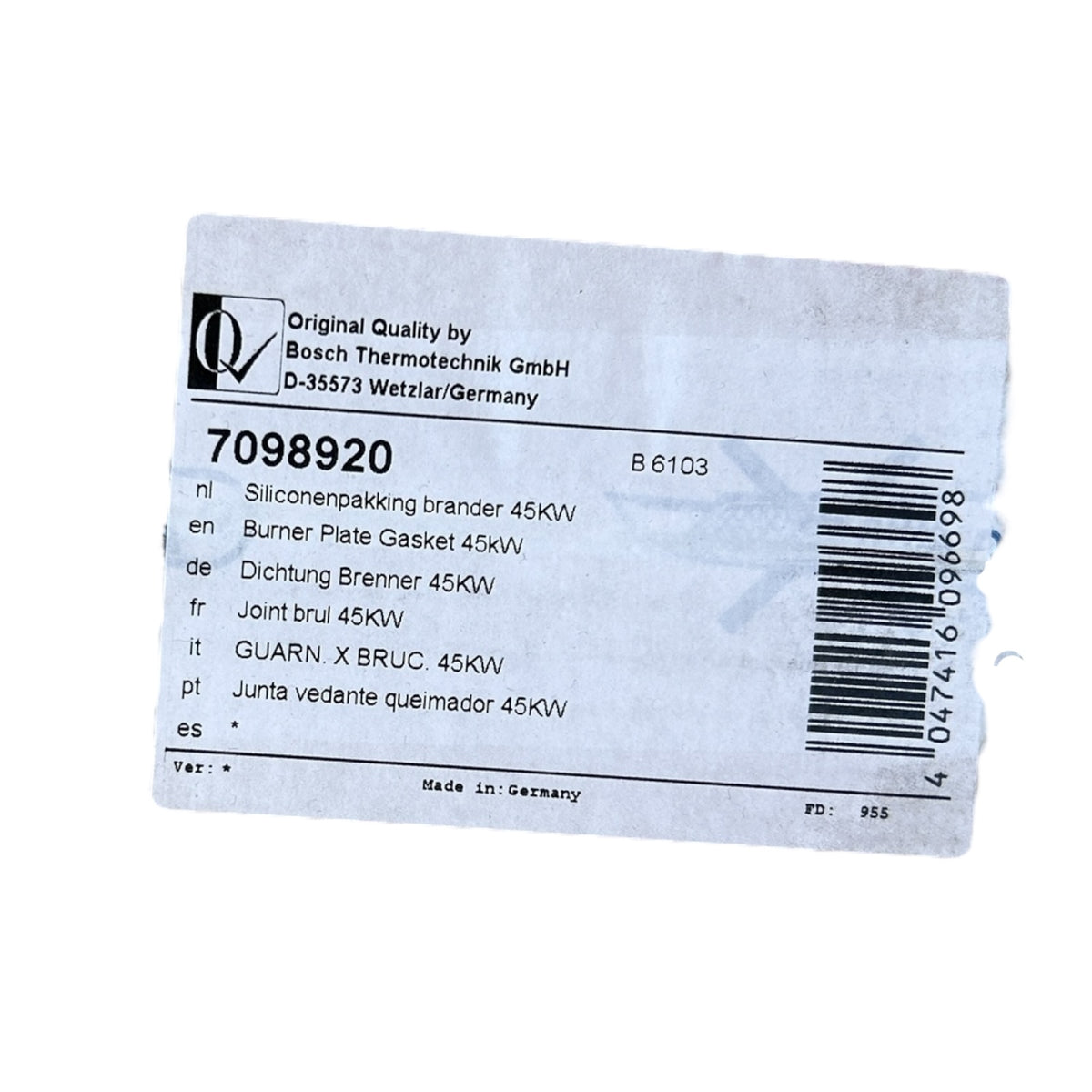 Buderus Sieger Ersatzteil Brennerdichtung 7098920 für GB112-43 GB142-45 BK11 W43