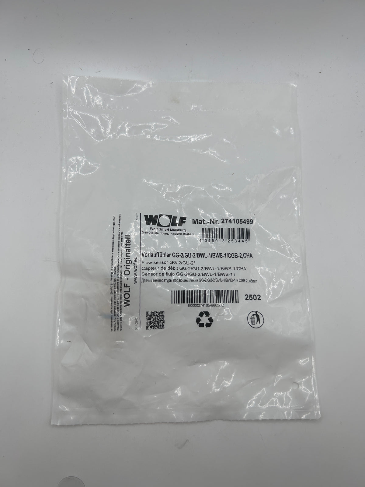 Wolf Vorlauffühler 274105499 GG-2/GU-2/BWL-1/BWS-1/CGB-2, Rücklauffühler BWL-1/B