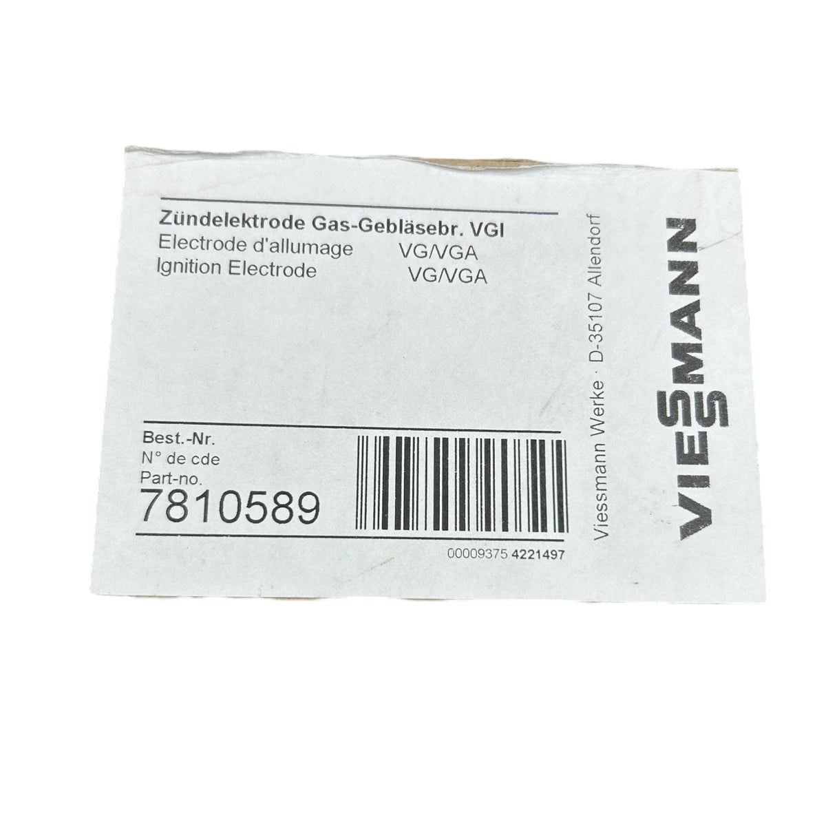 VIESSMANN Zündelektrode 7810589 Gas-Gebläsebr. VGI für Unit Gas-Gebläsebrenner