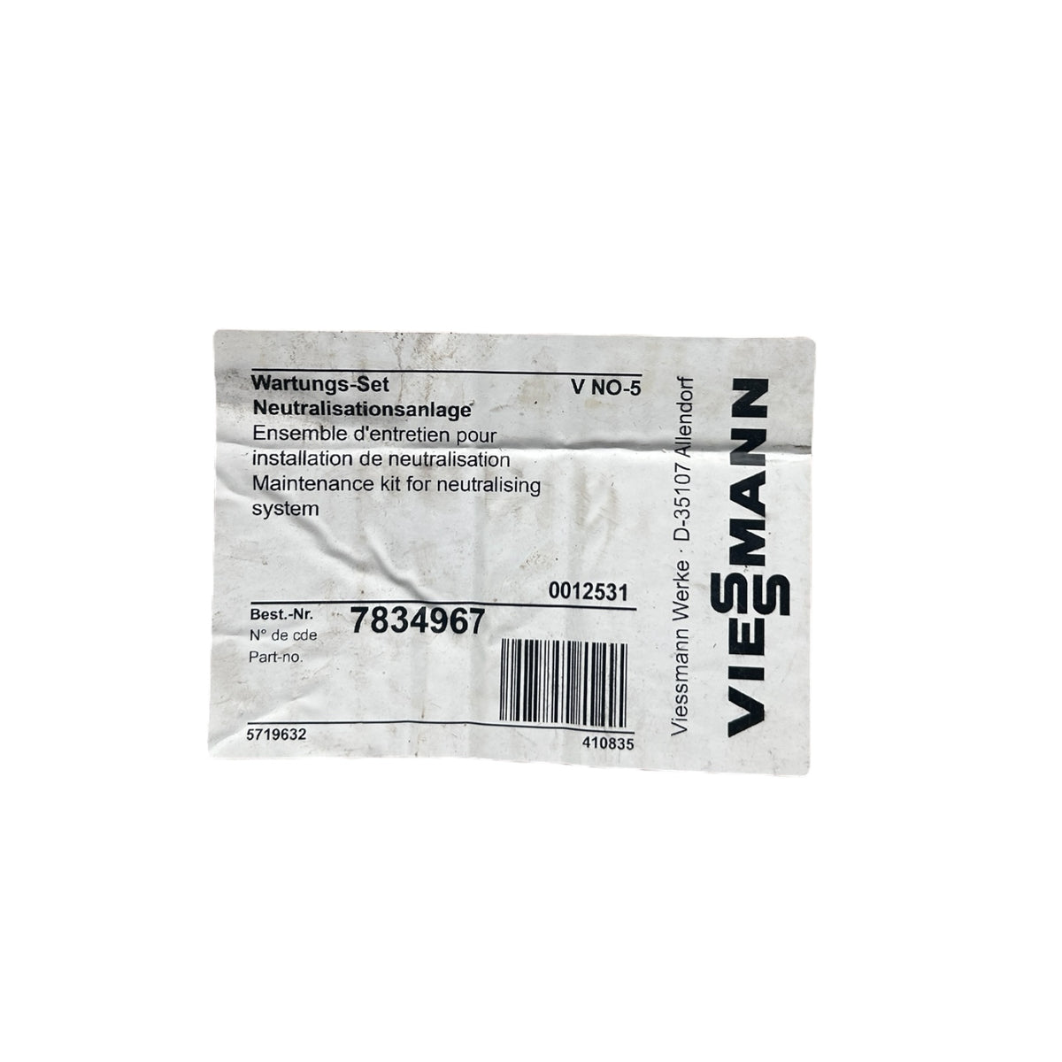 Viessmann 7834967 Wartungsset für Neutralisation NO 5