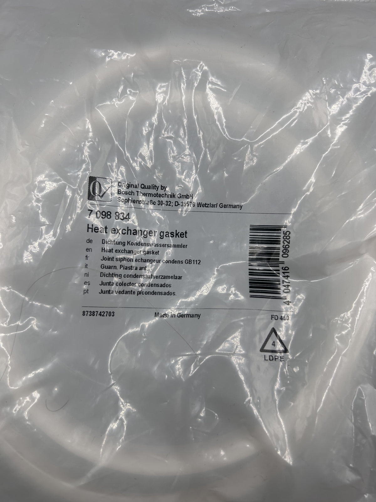 Bosch Buderus Sieger Dichtung 7098834 Kondenswasser, GB112 GB142 BK 11,