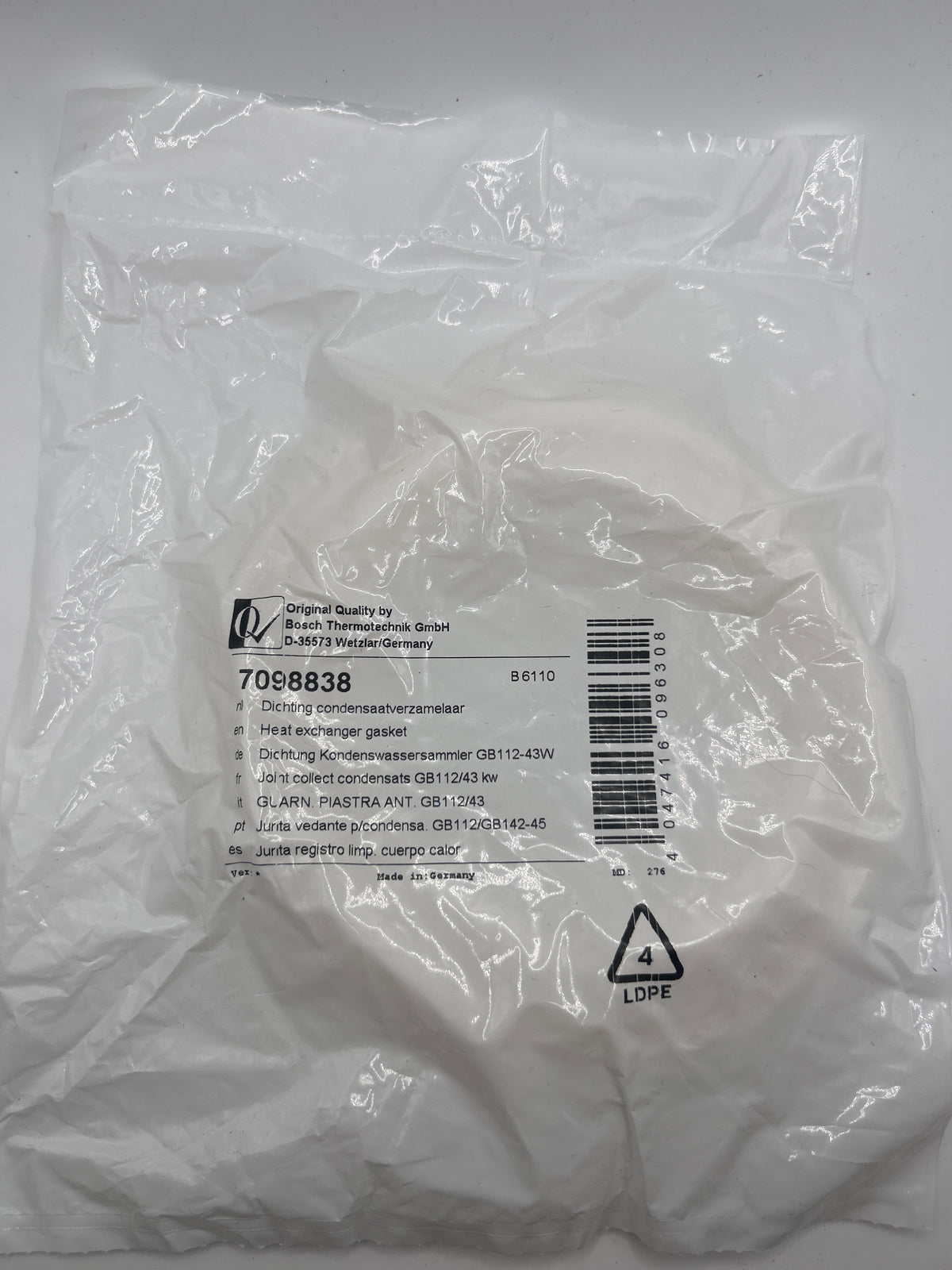 Bosch 7098838 Buderus Sieger Ersatzteil Dichtung Kondenswassersammler GB112 BK11