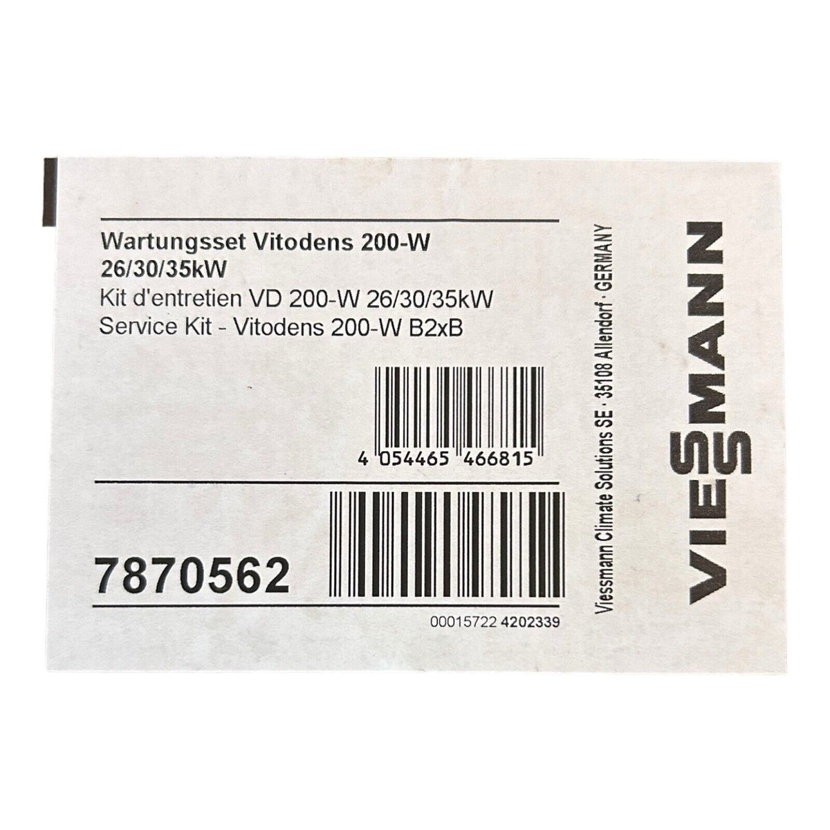 Viessmann Wartungsset 7870562 Vitodens 200-W 26/30/35kW Vitodens 200-W B2KB B2HB
