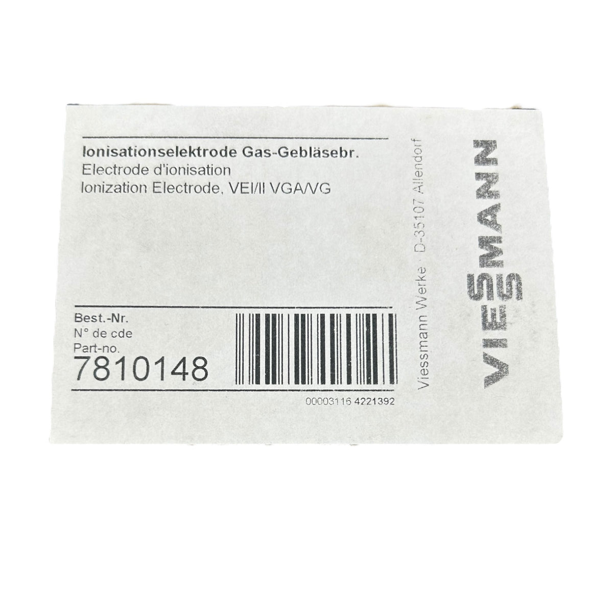 Viessmann Ionisationselektrode,Gas-Gebläsebrenner,Vitoflame 7810148 100/200, Nr.