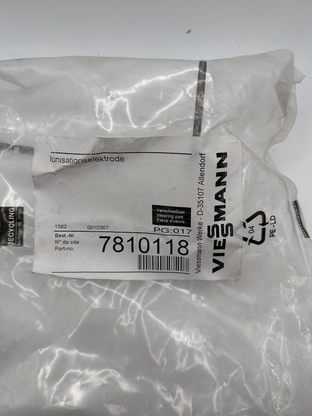 Viessmann Ionisationselektrode 7810118 EV 18,EV-1100-EV-4672, Nr.