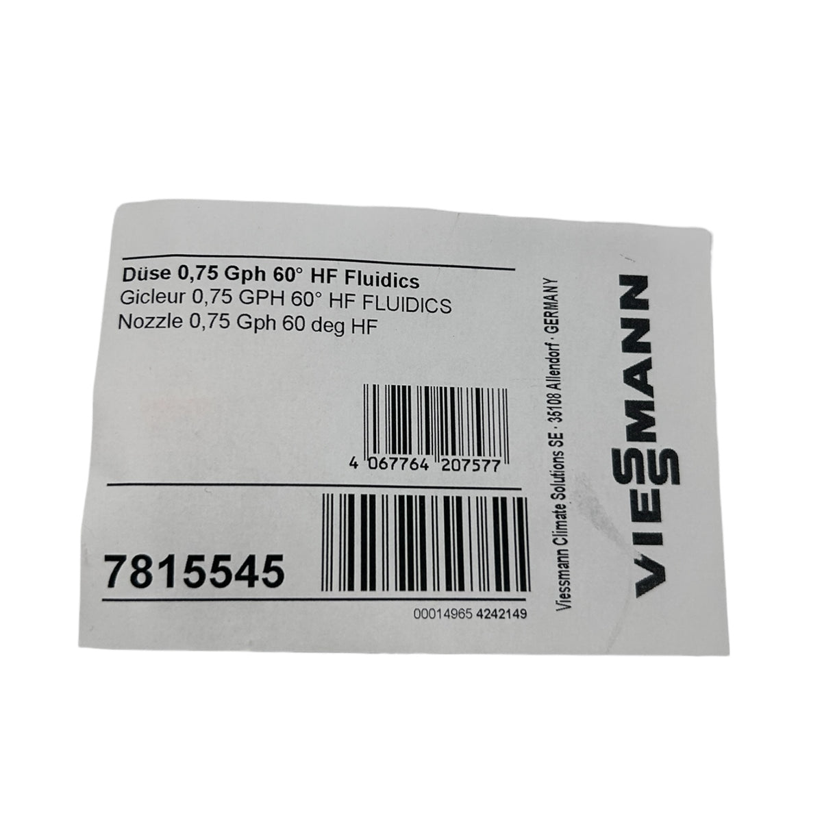 Viessmann 7815545 Düse 0,75 Gph 60° HF Fluidics