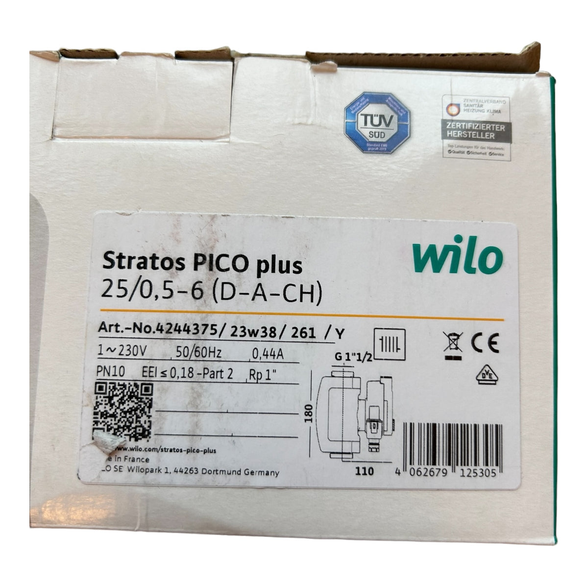 Wilo Nassläufer-Hocheffizienzpumpe Stratos PICO plus 25/0,5-6, G11/2,40W 4244375
