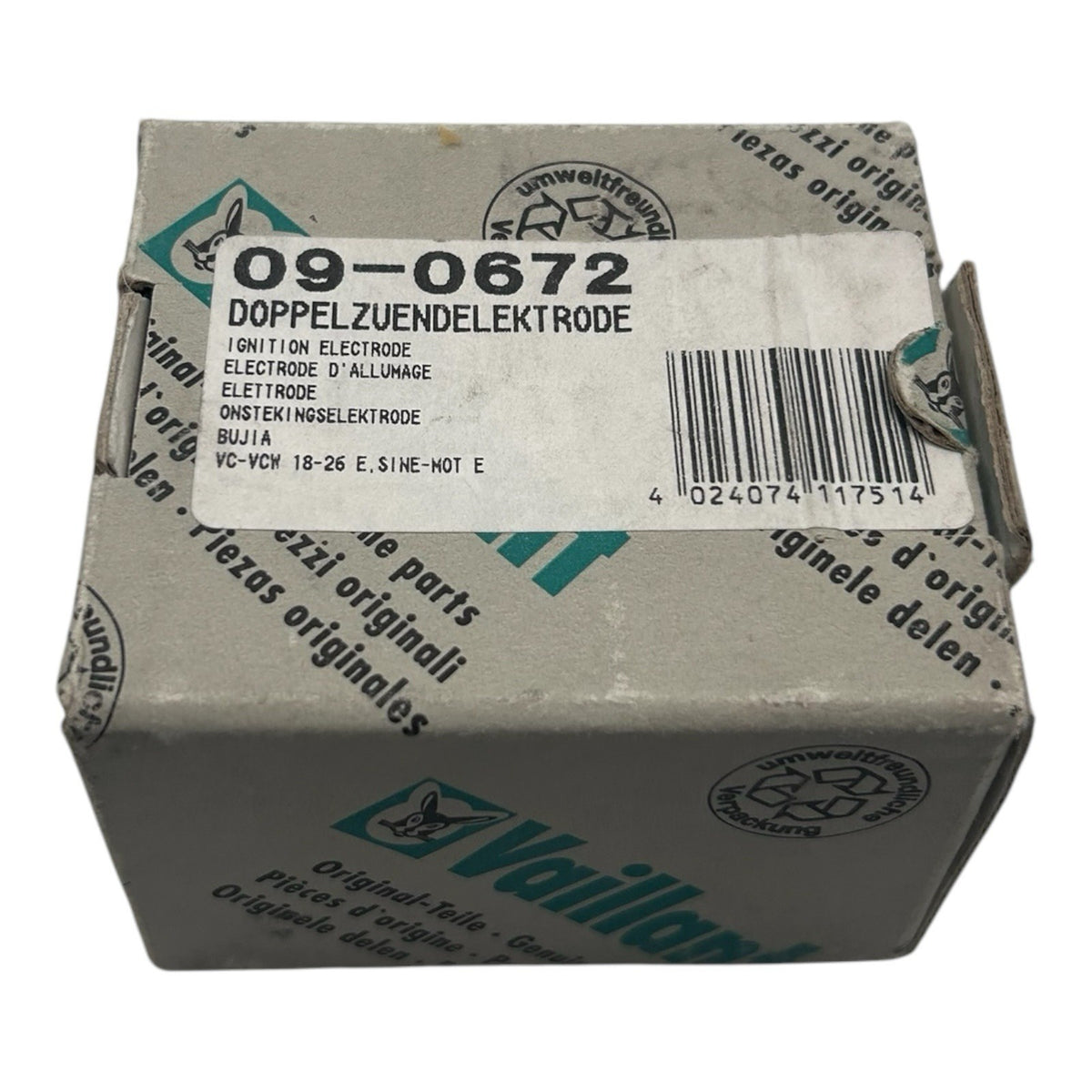 Vaillant Doppelzündelektrode 090672 09-0672 VC-VCW 18-26 E SINE-MCT E