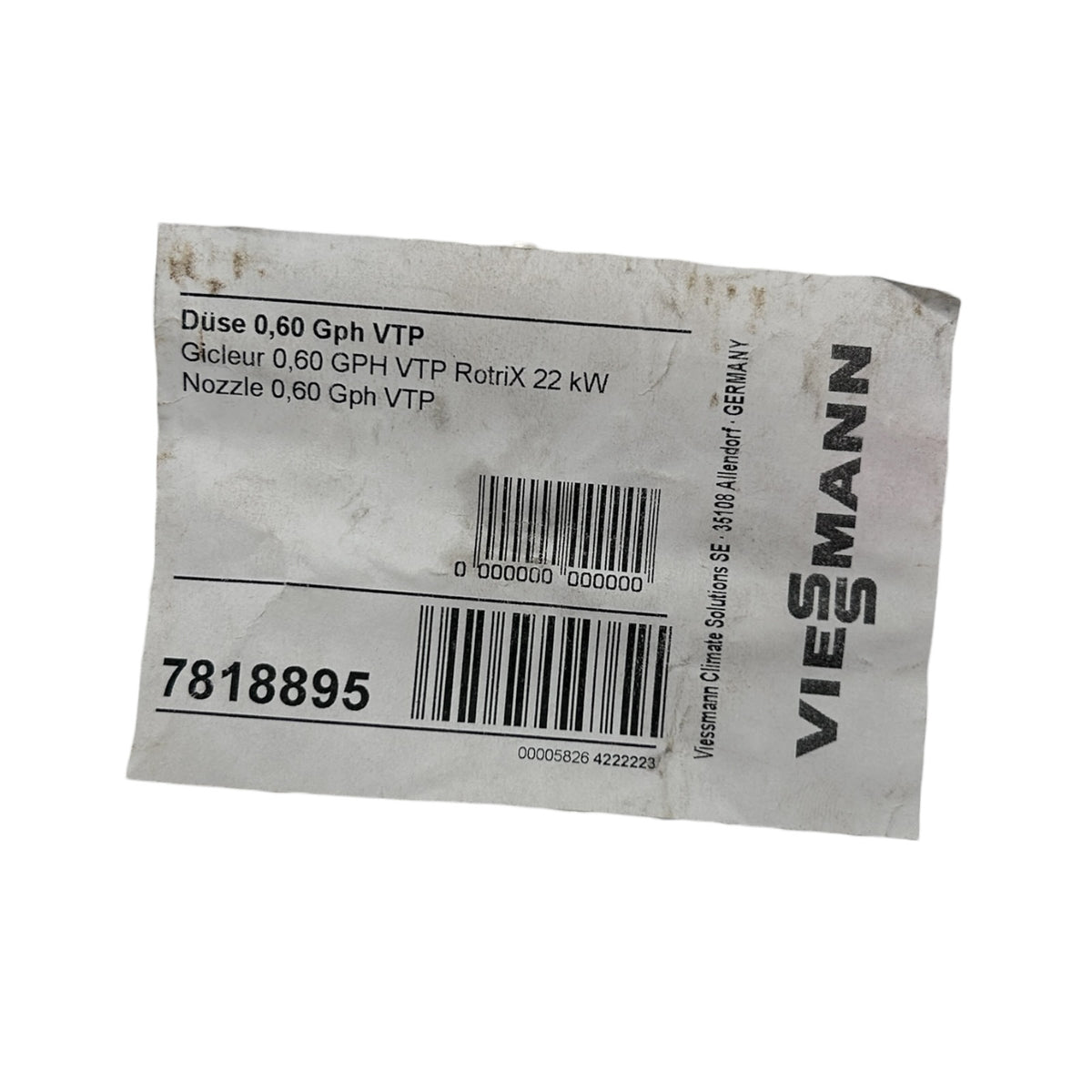 Viessmann 7818895 Danfoss 030F2412 Öldüse VTB 0,60 US/ gal/h für RotriX-EV 22KW