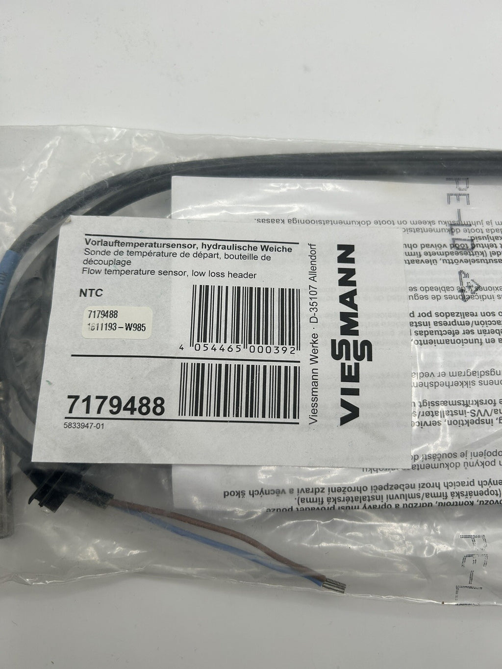 VIESSMANN Temperatursensor Nr. 7179488 für hydraulische Weiche NTC VIESSMANN