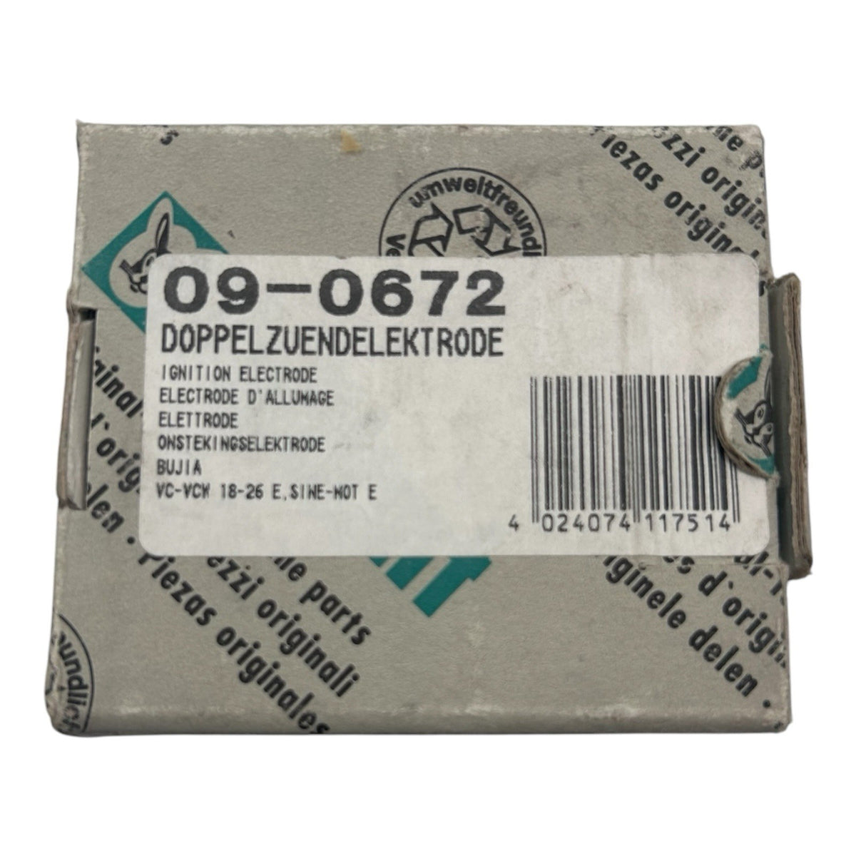 Vaillant Doppelzündelektrode 090672 09-0672 VC-VCW 18-26 E SINE-MCT E