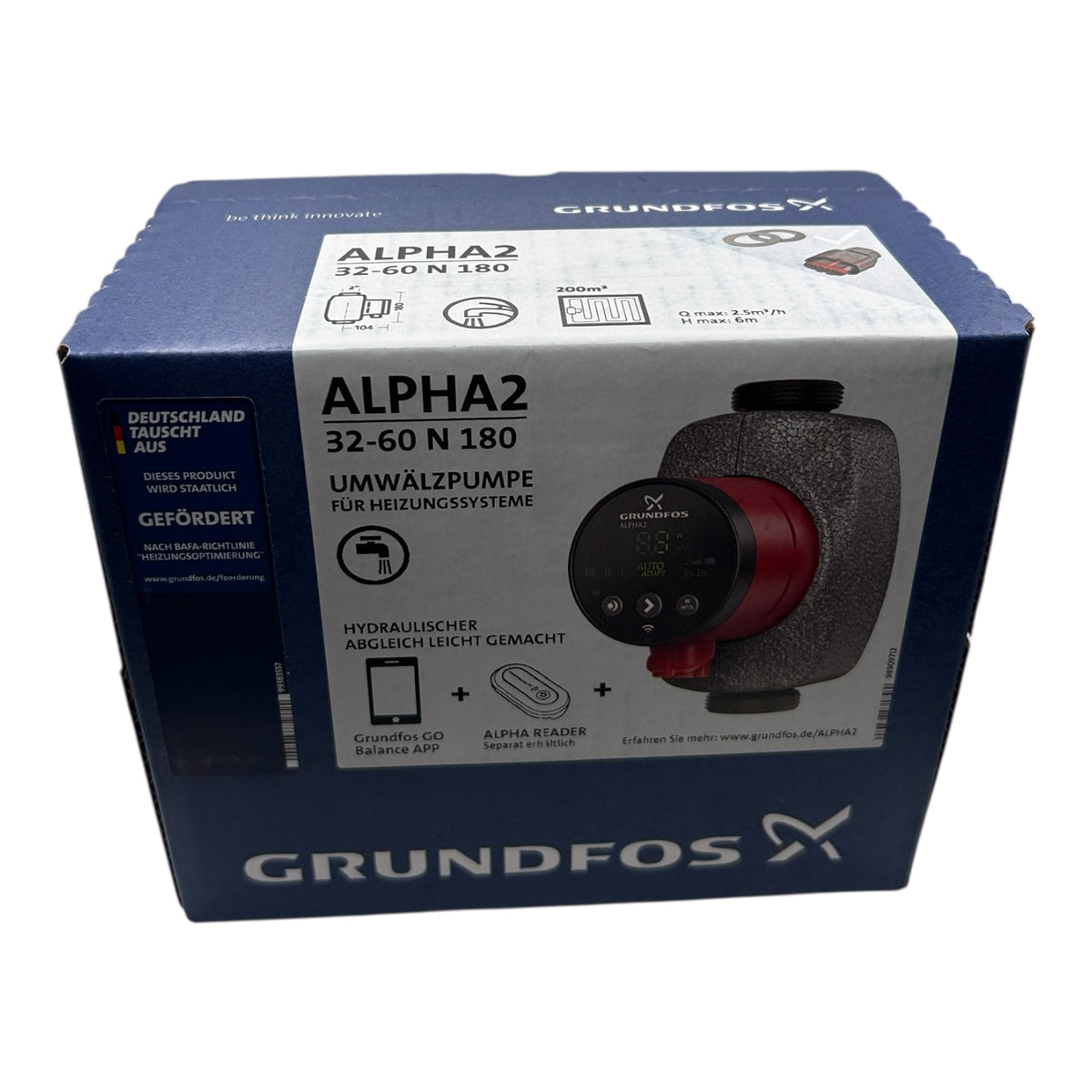 GRUNDFOS Hocheffizienz Umwälzpumpe ALPHA2 32-60 N Edelstahl 180mm, G 2, 99271995