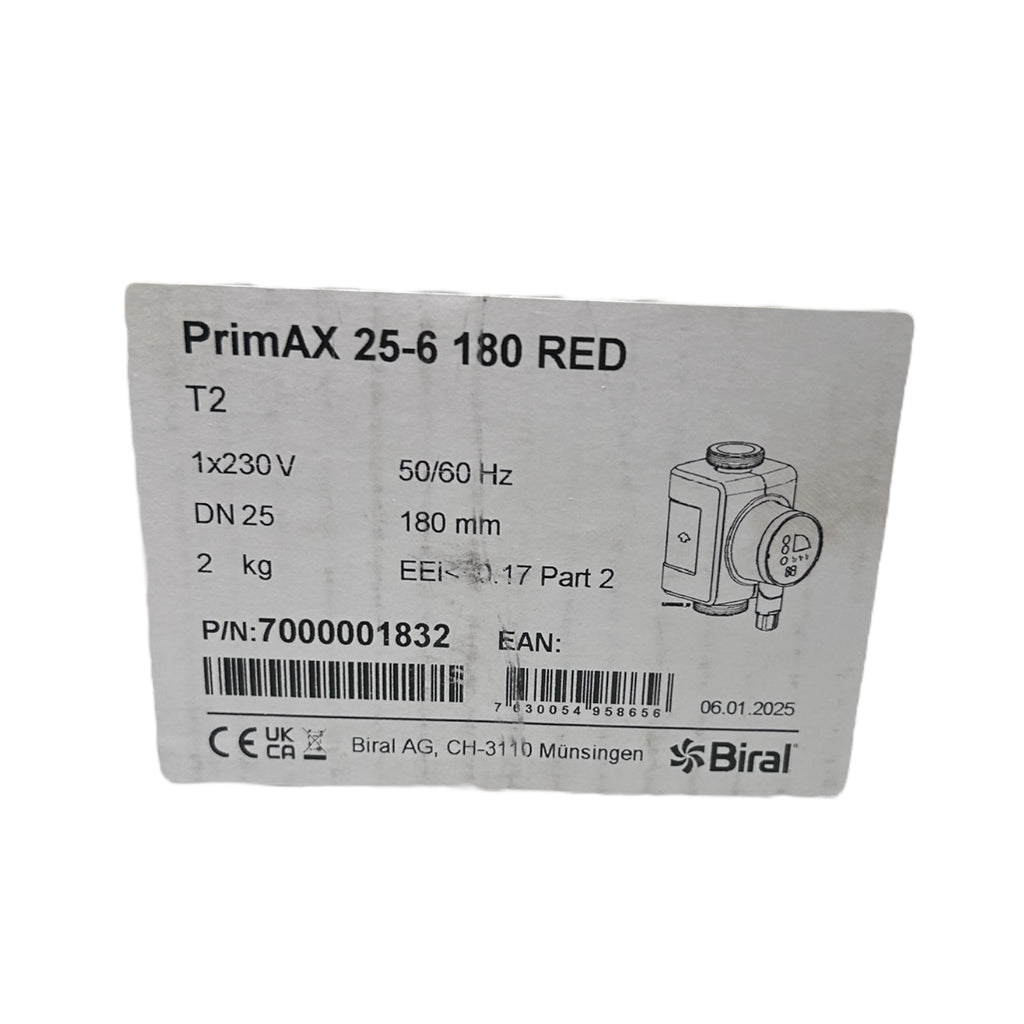 BIRAL Heizungs-Umwälzpumpe Hocheffizient PrimAX 25-6 180 RED T2 7000001832