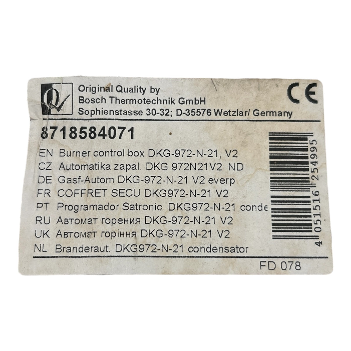 Bosch 8718584071 Ersatzteil TTNR: Gasf-Autom DKG-972-N-21 V2 everp