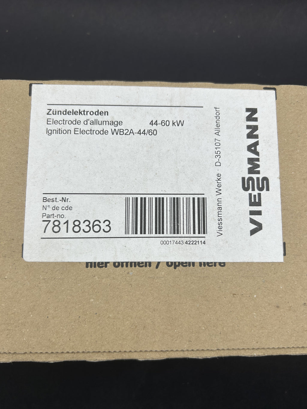 Zündelektrode f. Viessmann 7818363 Elektrode Vitodens 200 44/60kW + 300 bis 2003 geöffnet