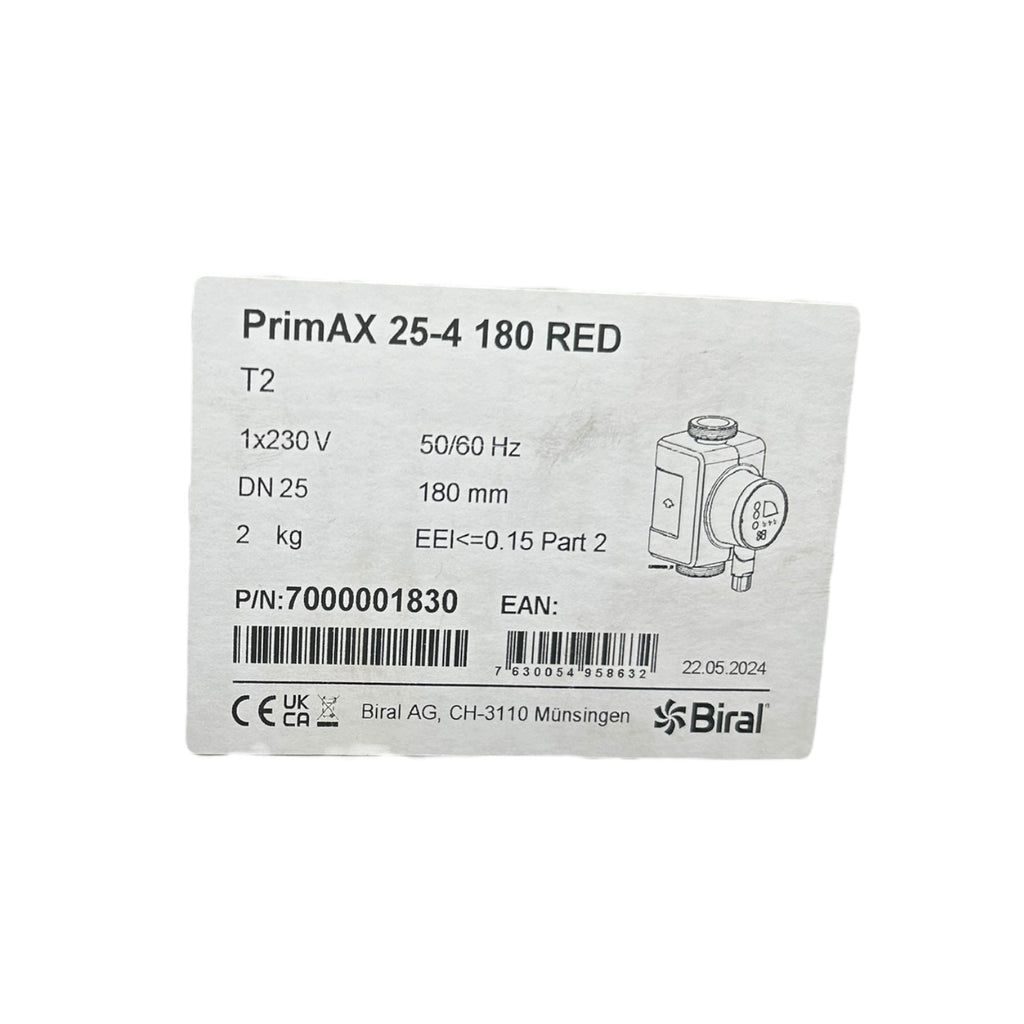 Biral 7000001830 PrimAX T2 25-4 180 RED230V , inkl. Wärmedämmschale Umwälzpumpe