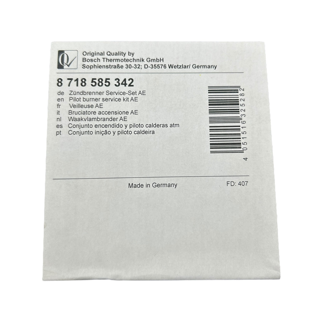 Bosch 8718585342 Zündbrenner Service-Set AE G124 G 134 Sieger SG95,