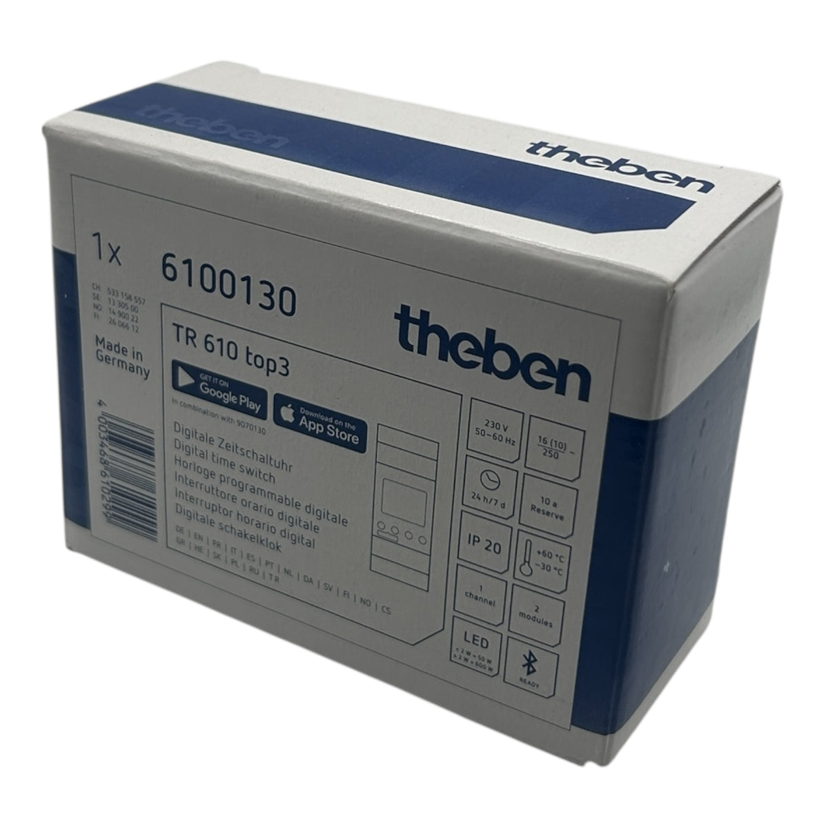 Theben 6100130 Zeitschaltuhr Digital TR610 TOP3 Display 1 Kanal Gangreserve