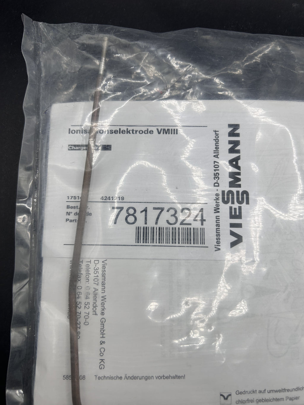 Viessmann Ionisationselektrode 7817324 Vitocrossal 300 Typ CT3B 187-314 KW