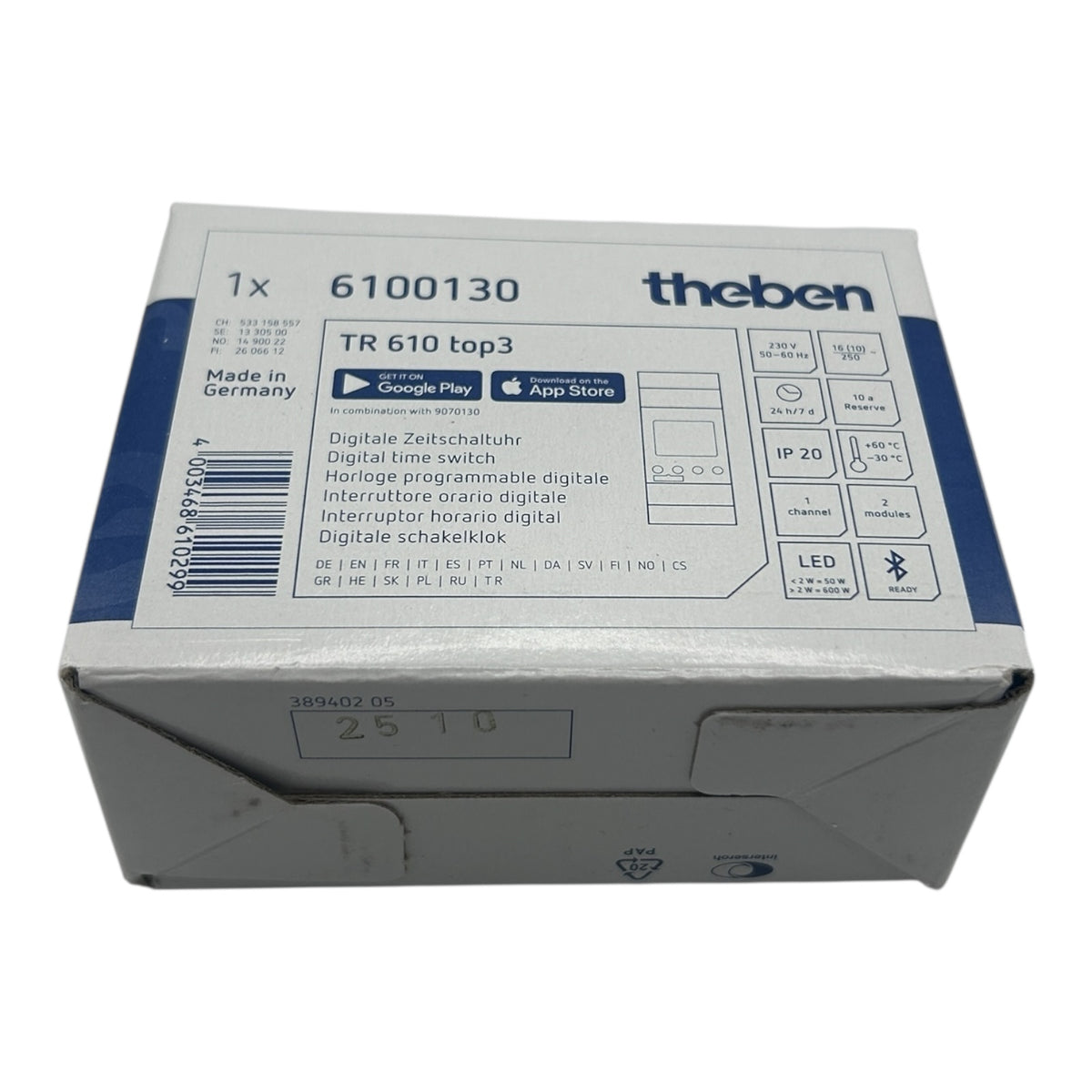 Theben 6100130 Zeitschaltuhr Digital TR610 TOP3 Display 1 Kanal Gangreserve