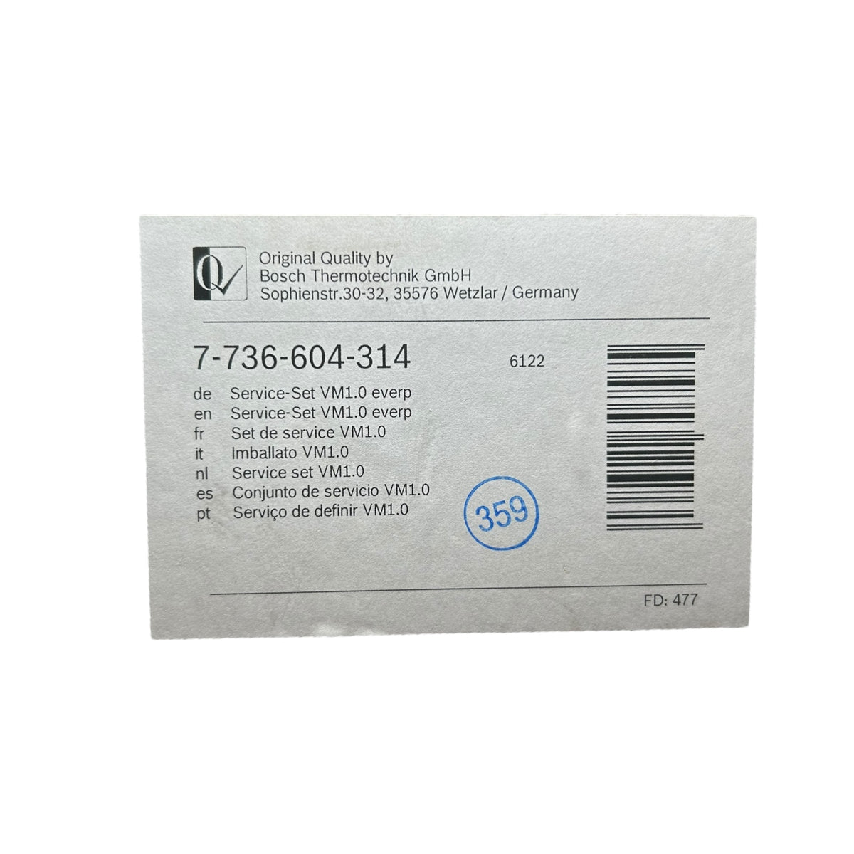Service-Set VM 1.0 everp, Bosch 7736604314, für GC7000F/iF 15-50, KBRC 22-50/1