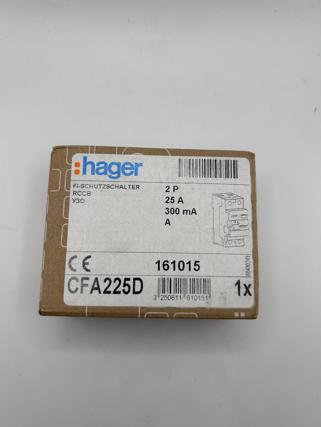 Hager CFA225D Fehlerstrom-Schutzschalter 2polig 25A/300mA
