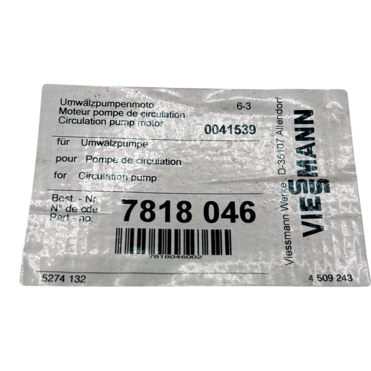 Viessmann Umwälzpumpenmotor 7818046 W-HE SCA 7874716 Umwälzpumpe ersetzt 7818045