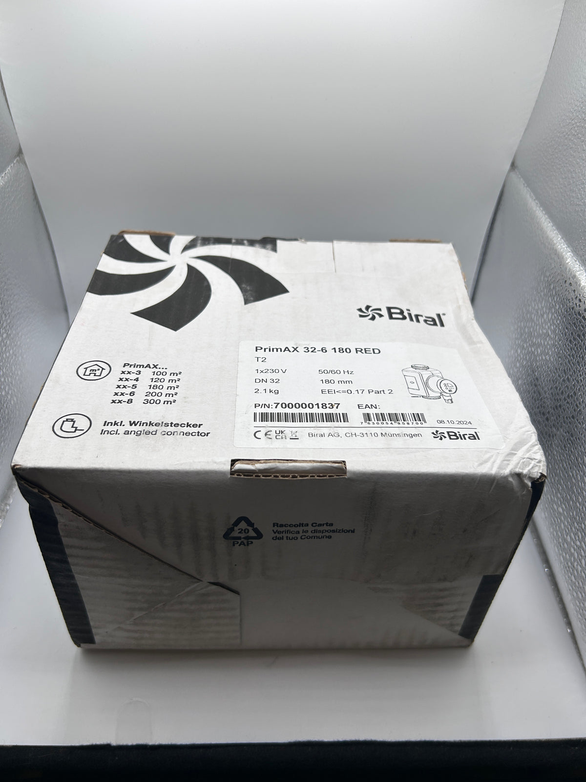 Biral 7000001837 Heizungs-Umwälzpumpe Hocheffizient PrimAX 32-6 180 RED T2