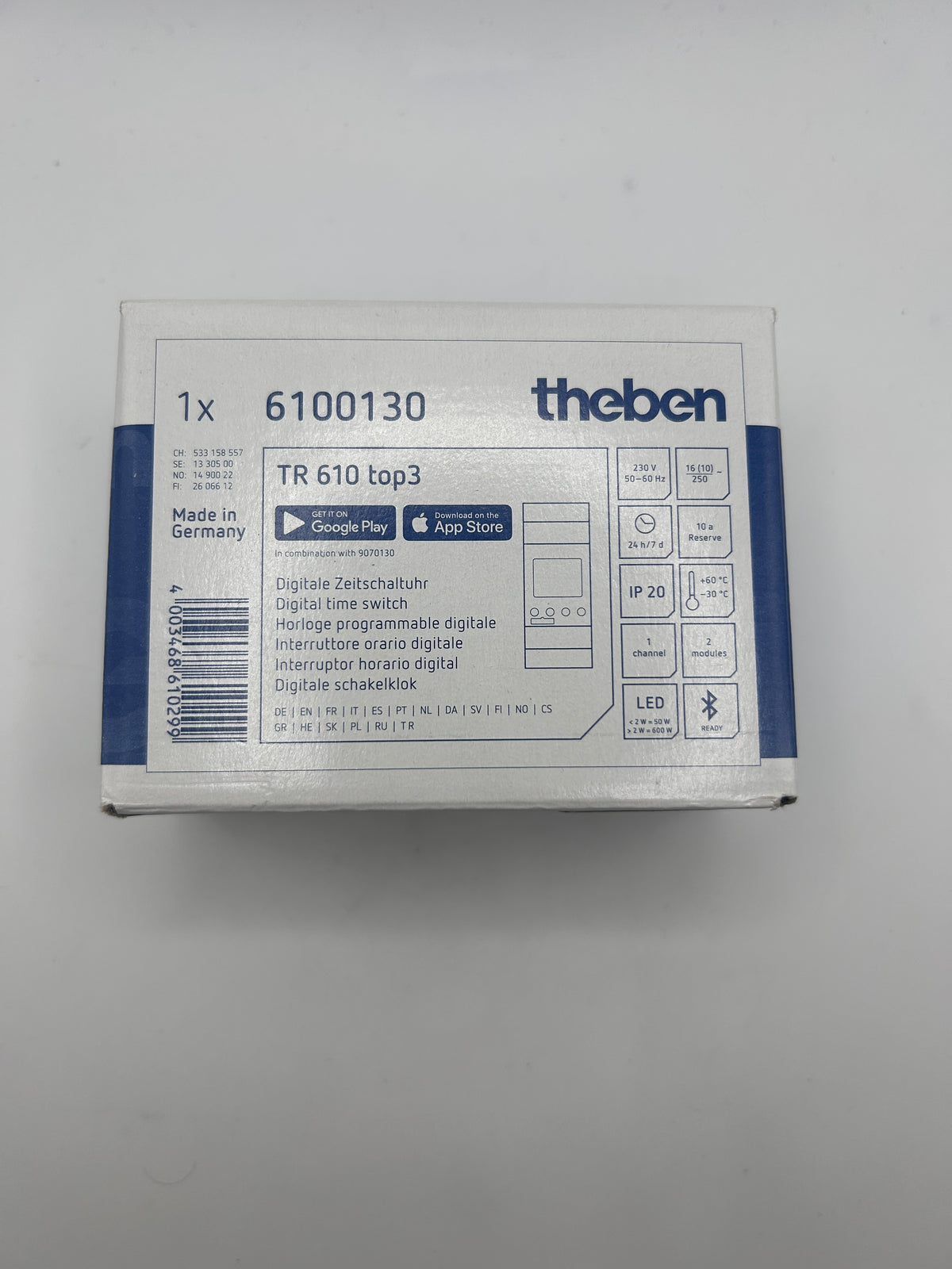 Theben 6100130 Zeitschaltuhr Digital TR610 TOP3 Display 1 Kanal Gangreserve