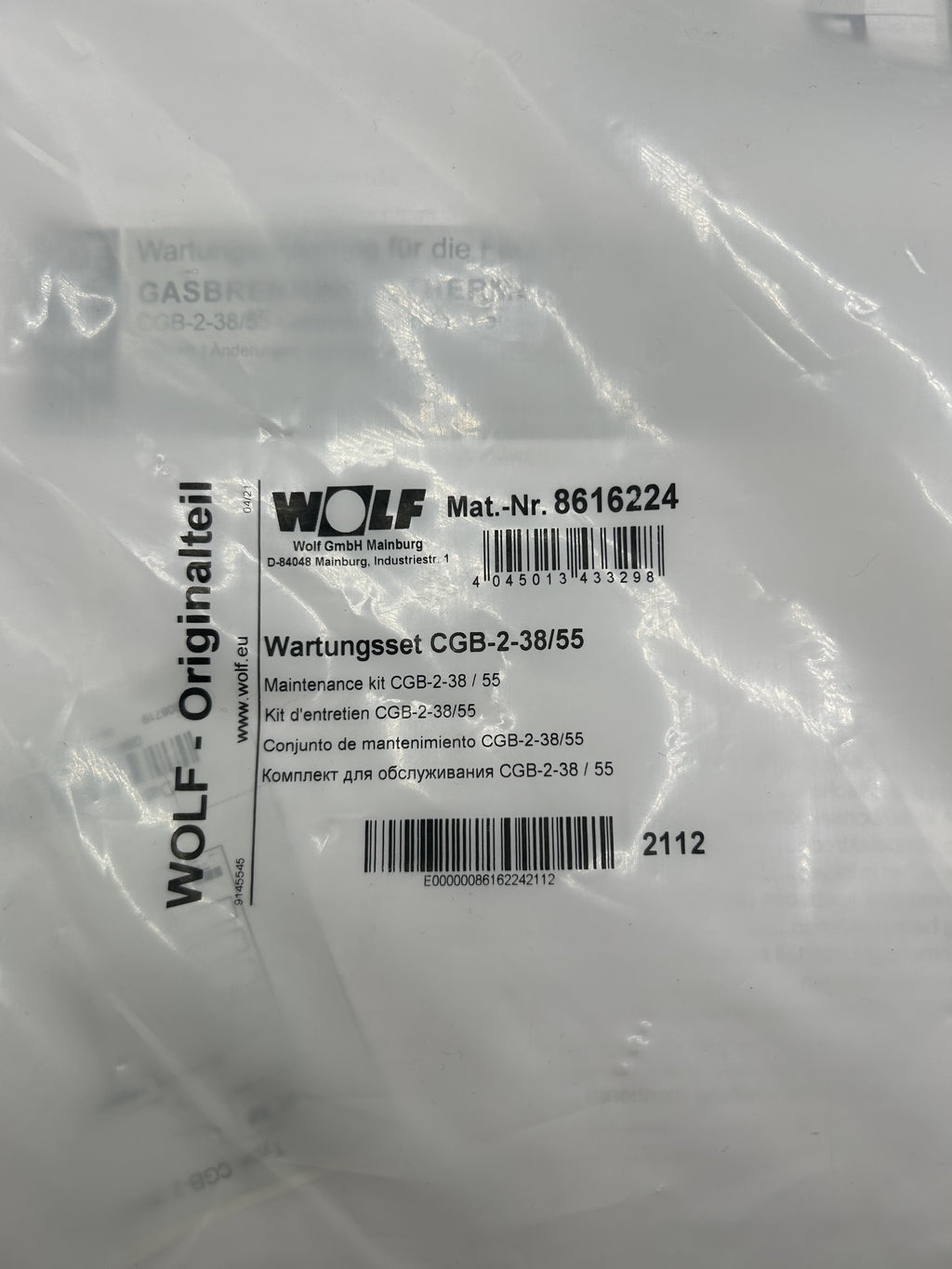 Wolf Wartungsset mit Elektroden 8616224 CGB-2-38/55 OVP