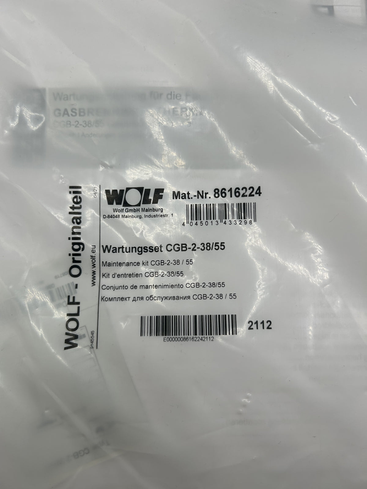 Wolf Wartungsset mit Elektroden 8616224 CGB-2-38/55 OVP