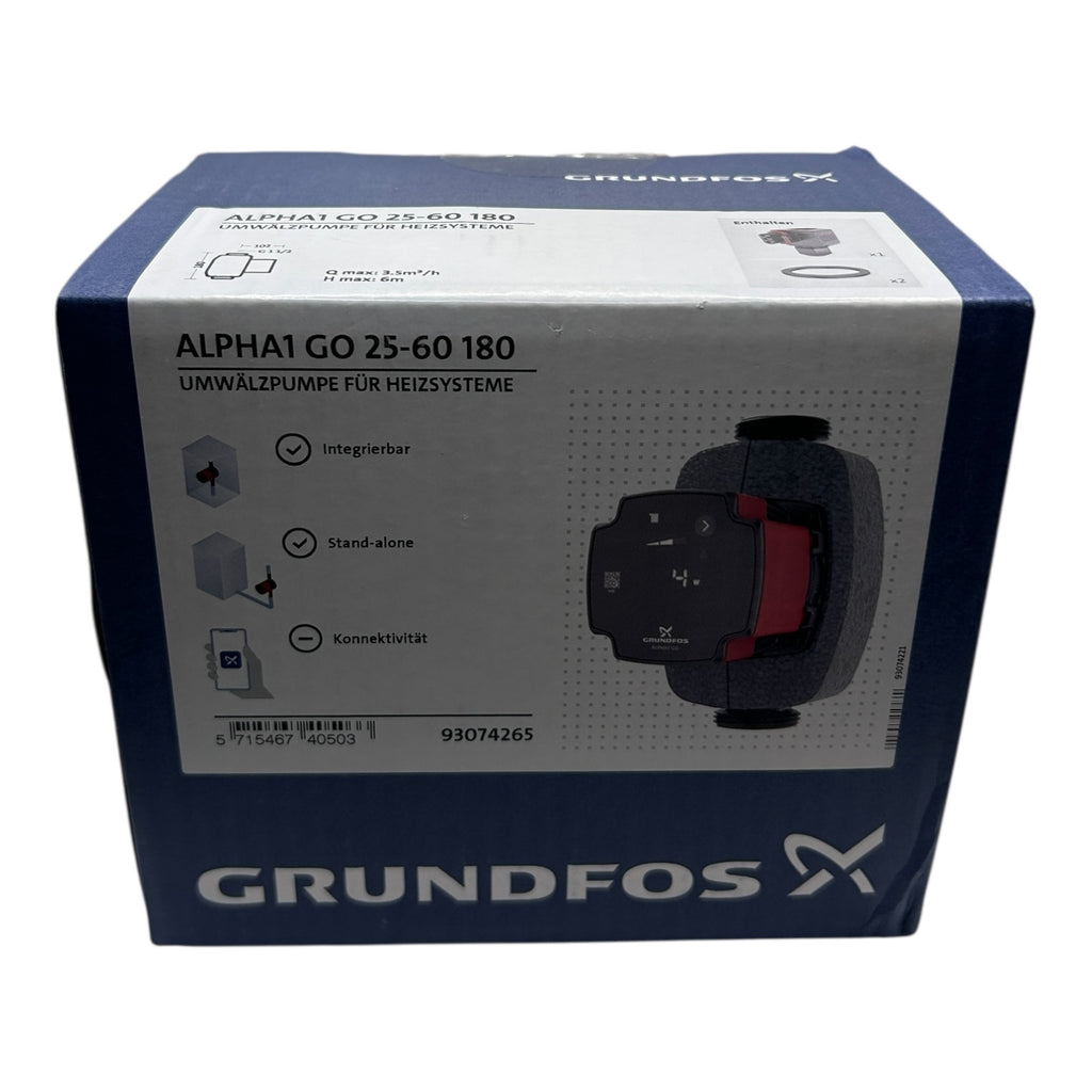 Grundfos 93074265 ALPHA1 GO Hocheffizienz-Umwälzpumpe 25-60 180, DN25, 180 mm,