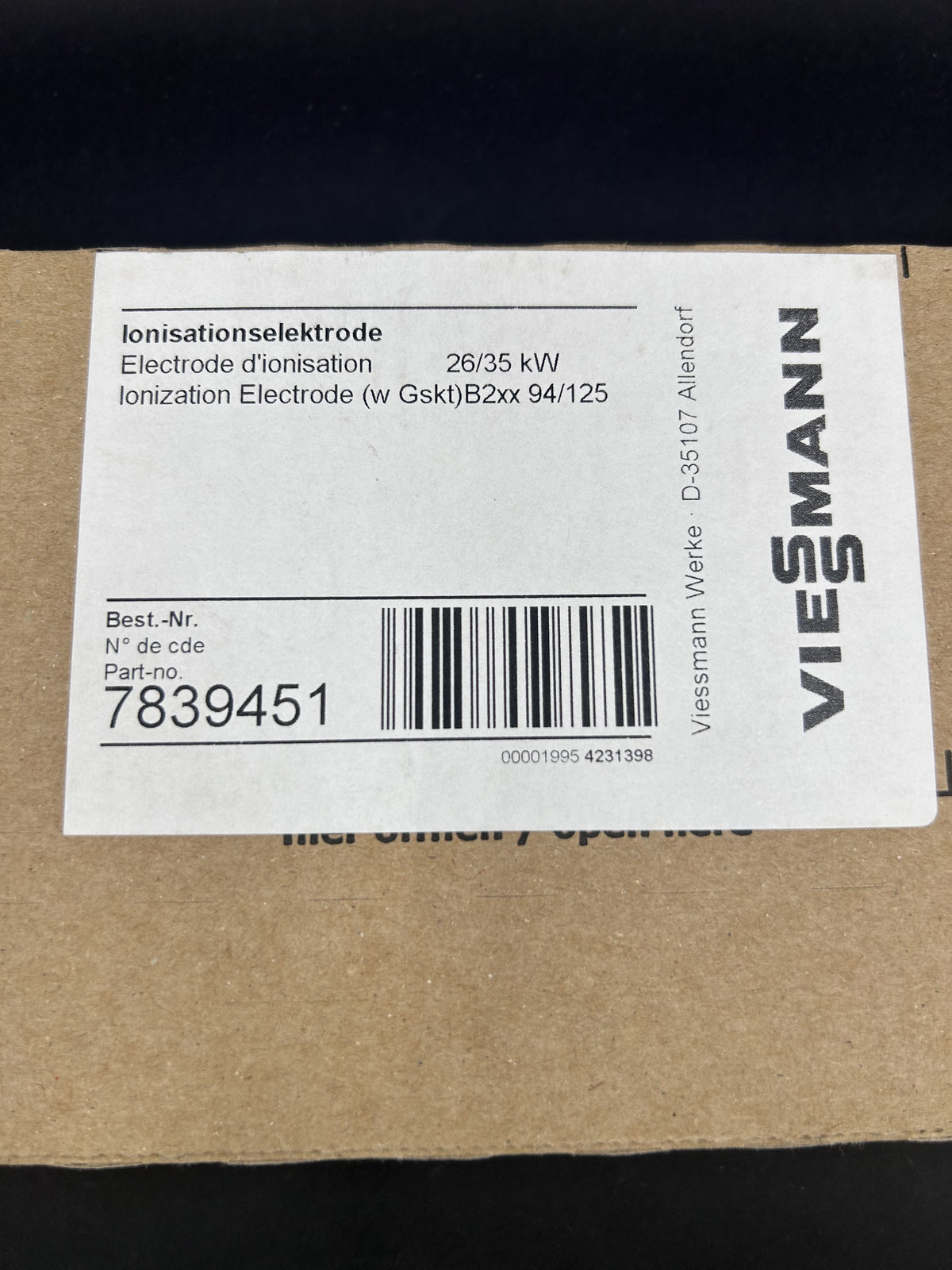 Viessmann Ionisationselektrode 7839451 / Elektrode 26/35kW OVP
