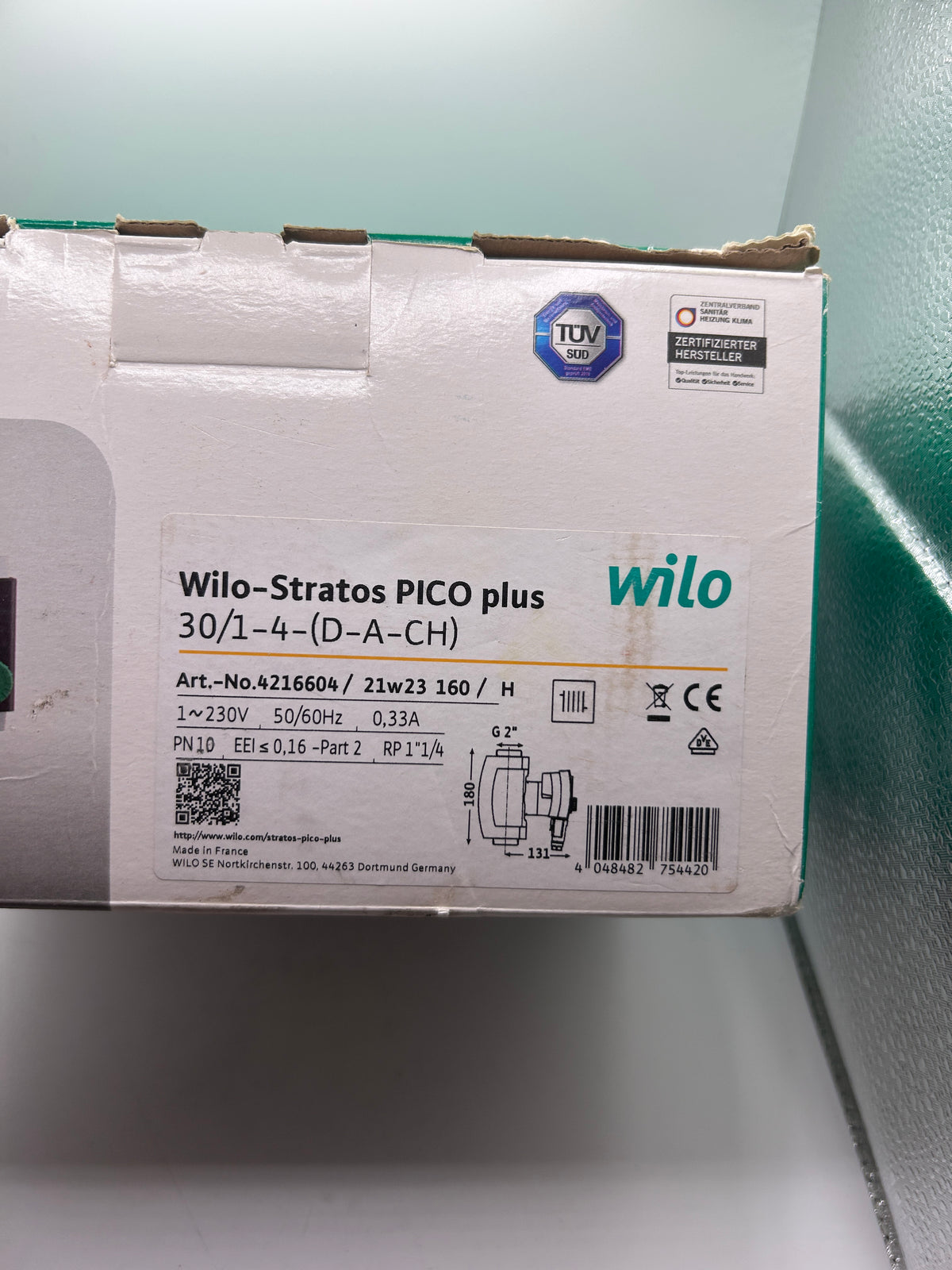 Wilo 4216604 Stratos PICO plus 30/0,5-4 Heizungspumpe BL=180mm | 230V / 0,33A |