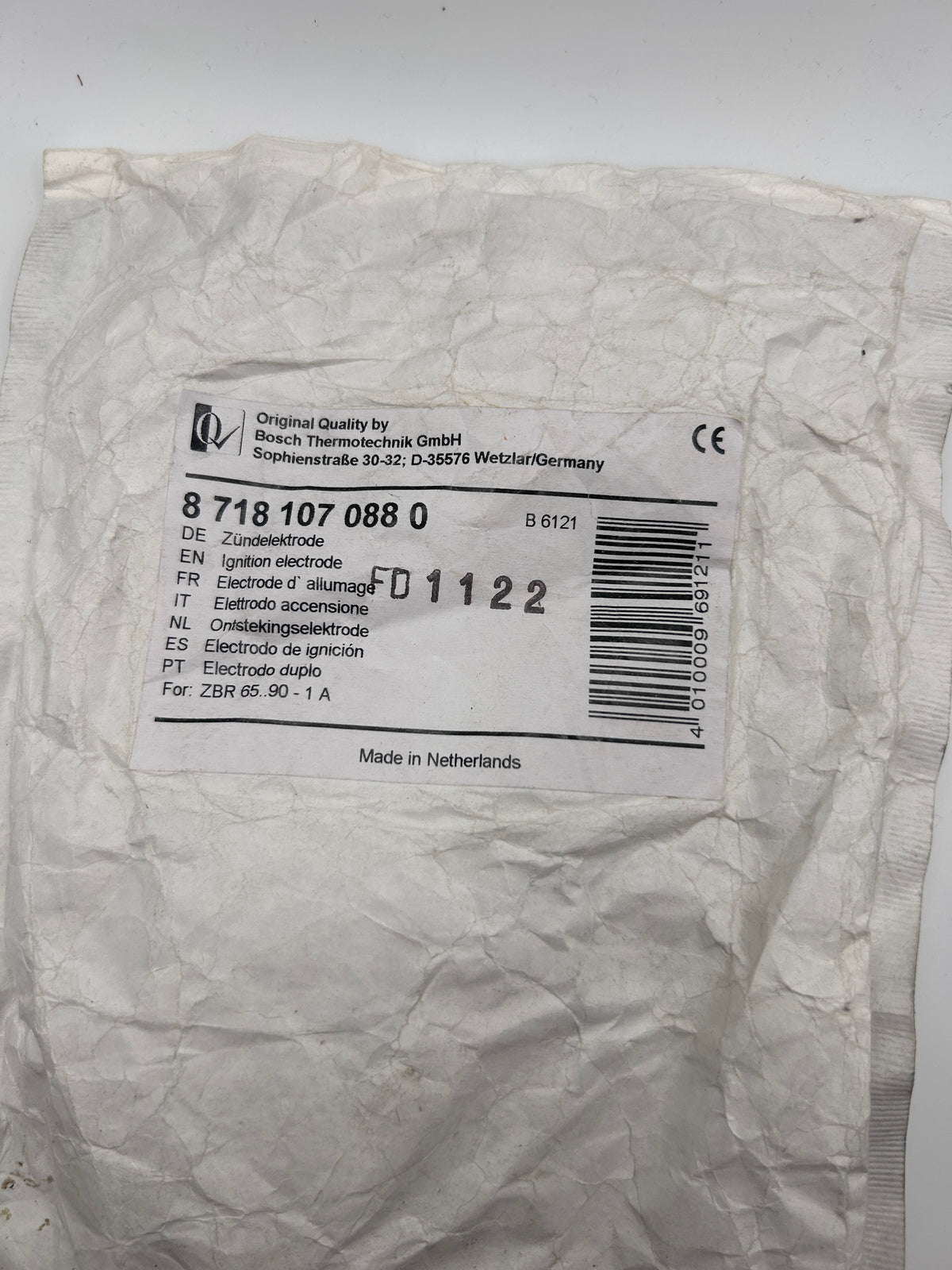 Buderus Junkers Zündelektrode 87181070880 JG096-Bosch - - Nr für ZBR 65..90-1A