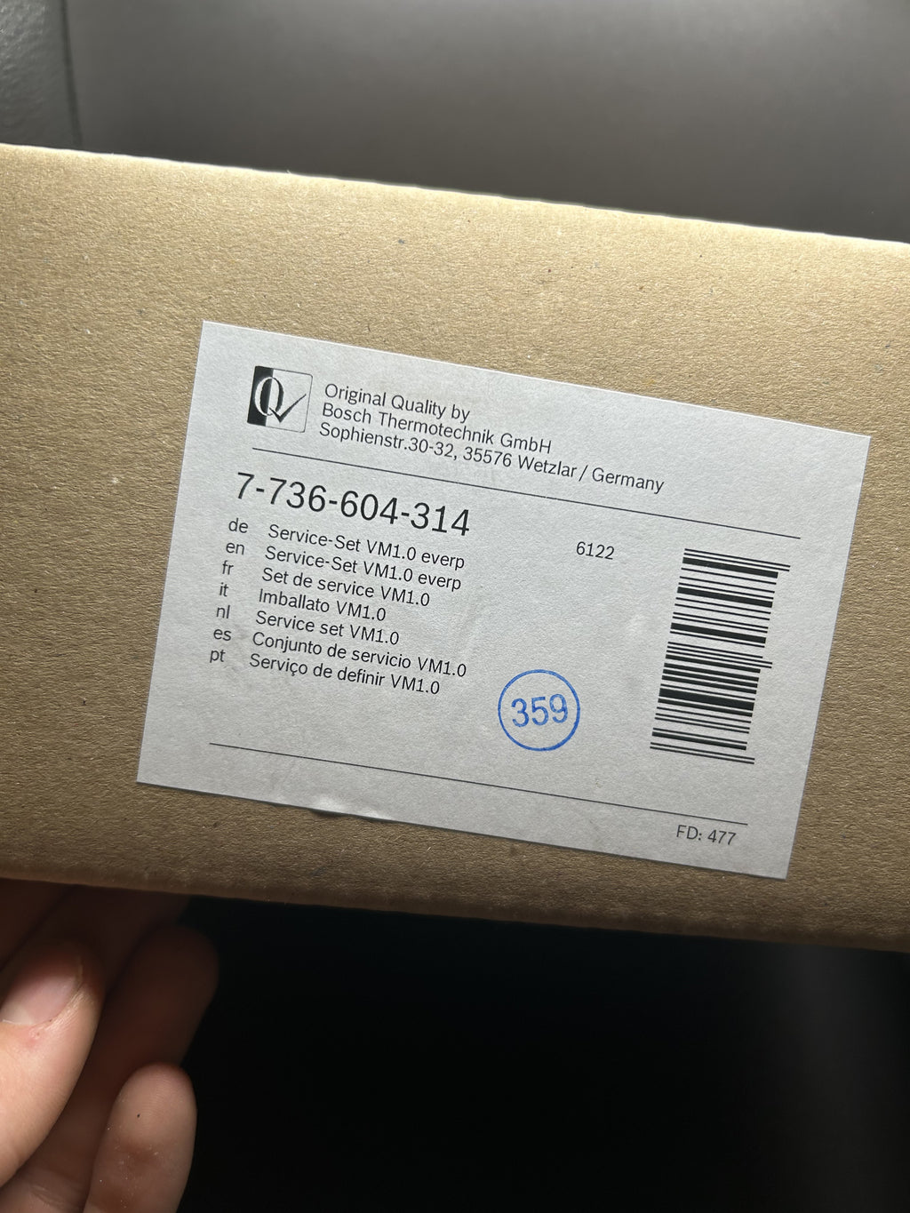 Service-Set VM 1.0 everp, Bosch 7736604314, für GC7000F/iF 15-50, KBRC 22-50/1