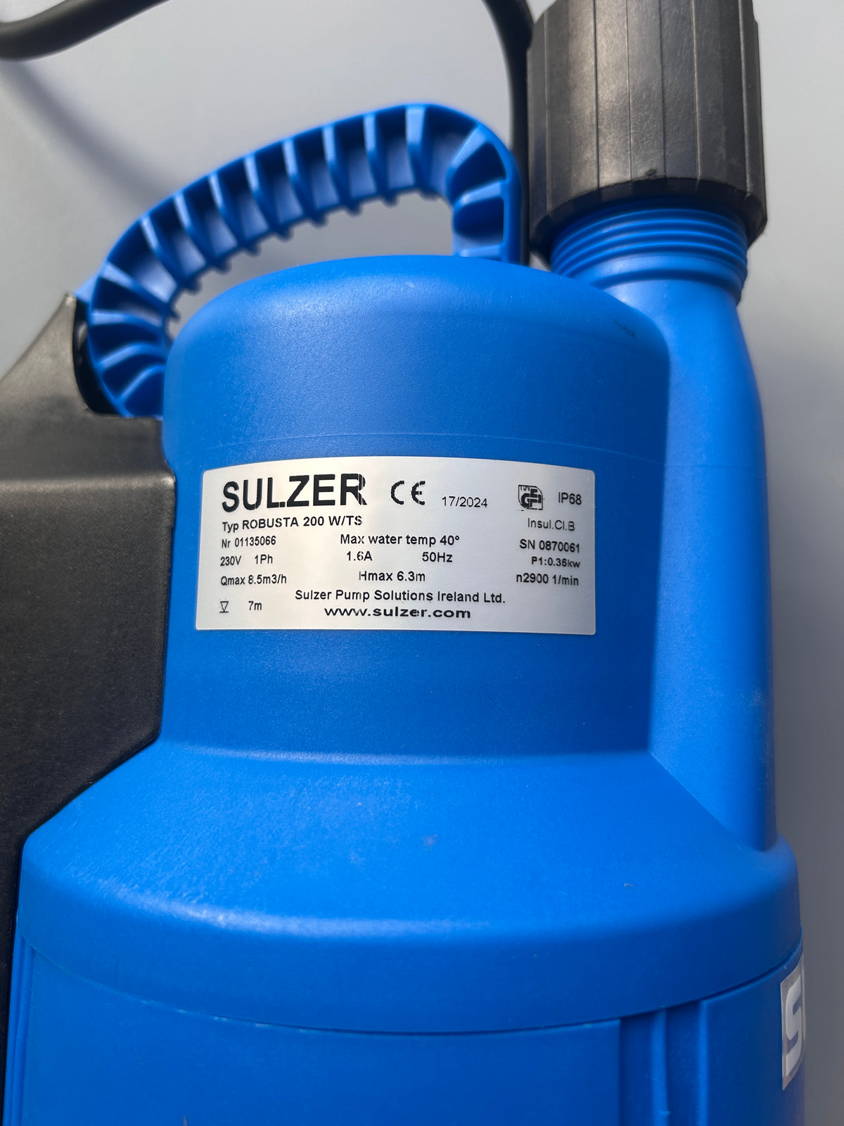 Sulzer Robusta200WTS ABS Robusta 200 W/TS Schmutzwasserpumpe mit 10 m Kabel