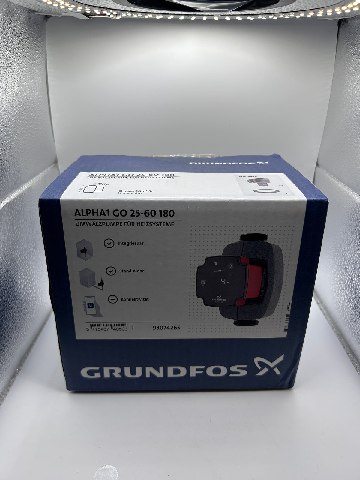 Grundfos 93074265 ALPHA1 GO Hocheffizienz-Umwälzpumpe 25-60 180, DN25, 180 mm,