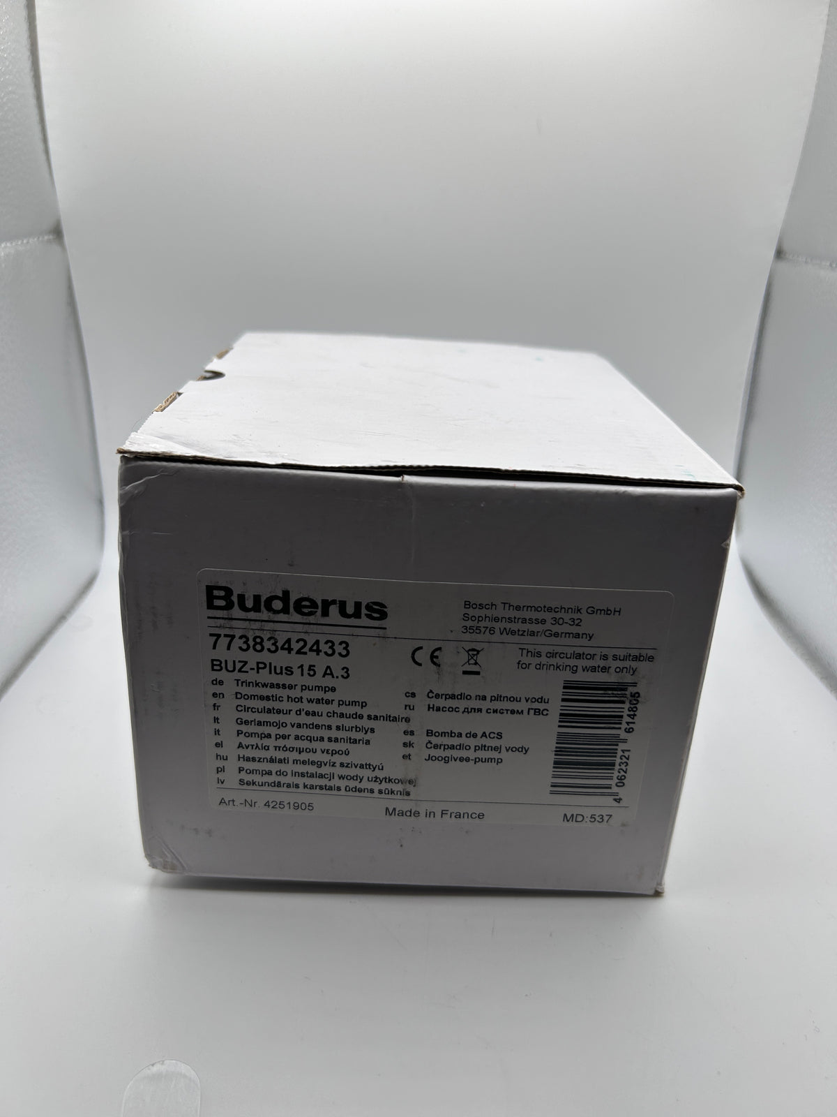 Buderus 7738342433 Logafix BUZ-Plus 15 A.3 Trinkwasser-Zirkulationspumpe BL138mm