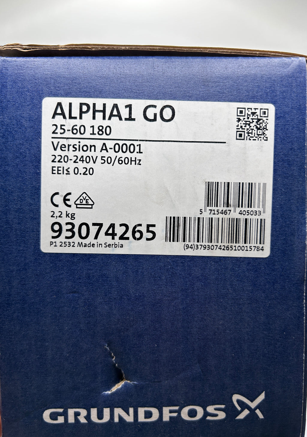 Grundfos 93074265 ALPHA1 GO Hocheffizienz-Umwälzpumpe 25-60 180, DN25, 180 mm,