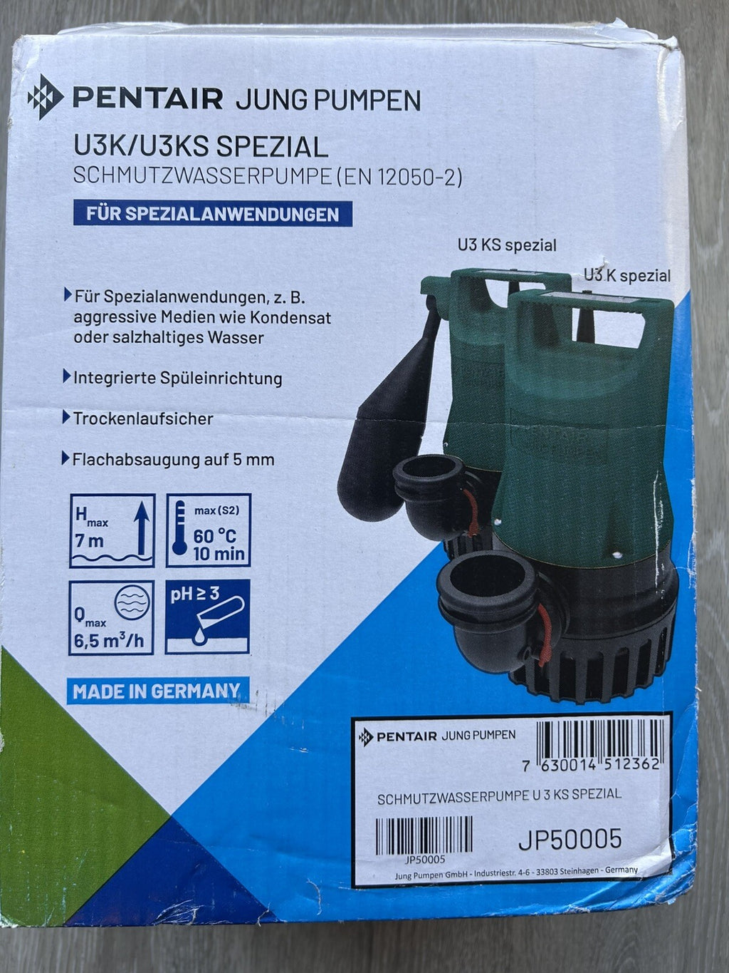 Jung U3 KS Spezial Tauchpumpe aggressives Schmutzwasser Abwasserpumpe JP50005