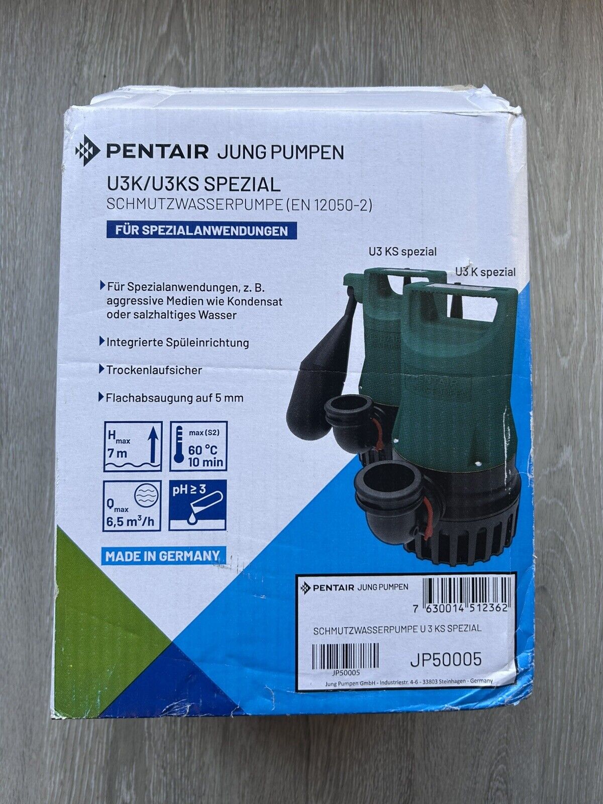 Jung U3 KS Spezial Tauchpumpe aggressives Schmutzwasser Abwasserpumpe JP50005
