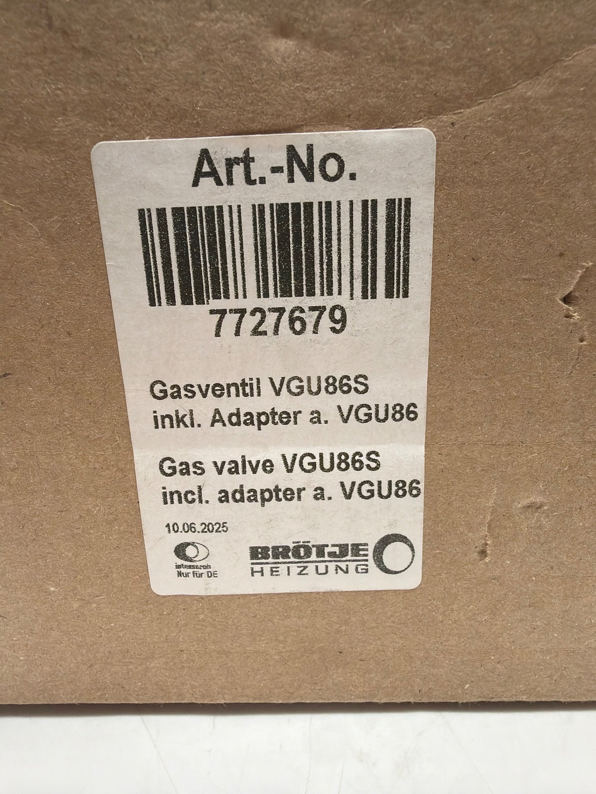 Brötje 7727679 Ersatzteil Gasventil VGU86S inkl. Adapter a. VGU86