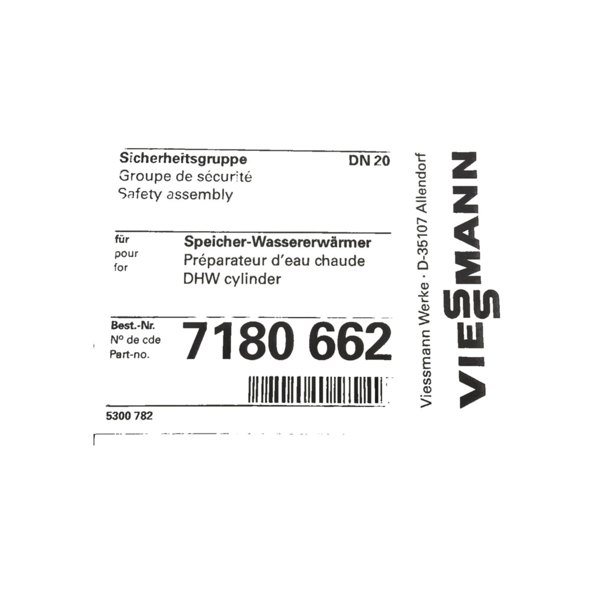 Viessmann 7180662 Sicherheitsgruppe nach DIN 1988, DN 20, R1 -