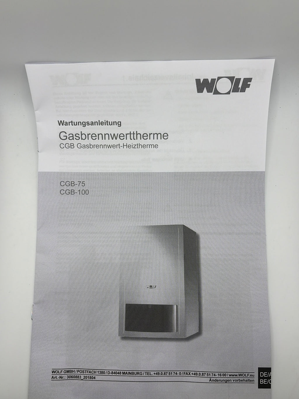 Wolff 8612865 Wolf Wartungsset Gasbrennwertthermen CGB 75/100 / Heizung Brenner