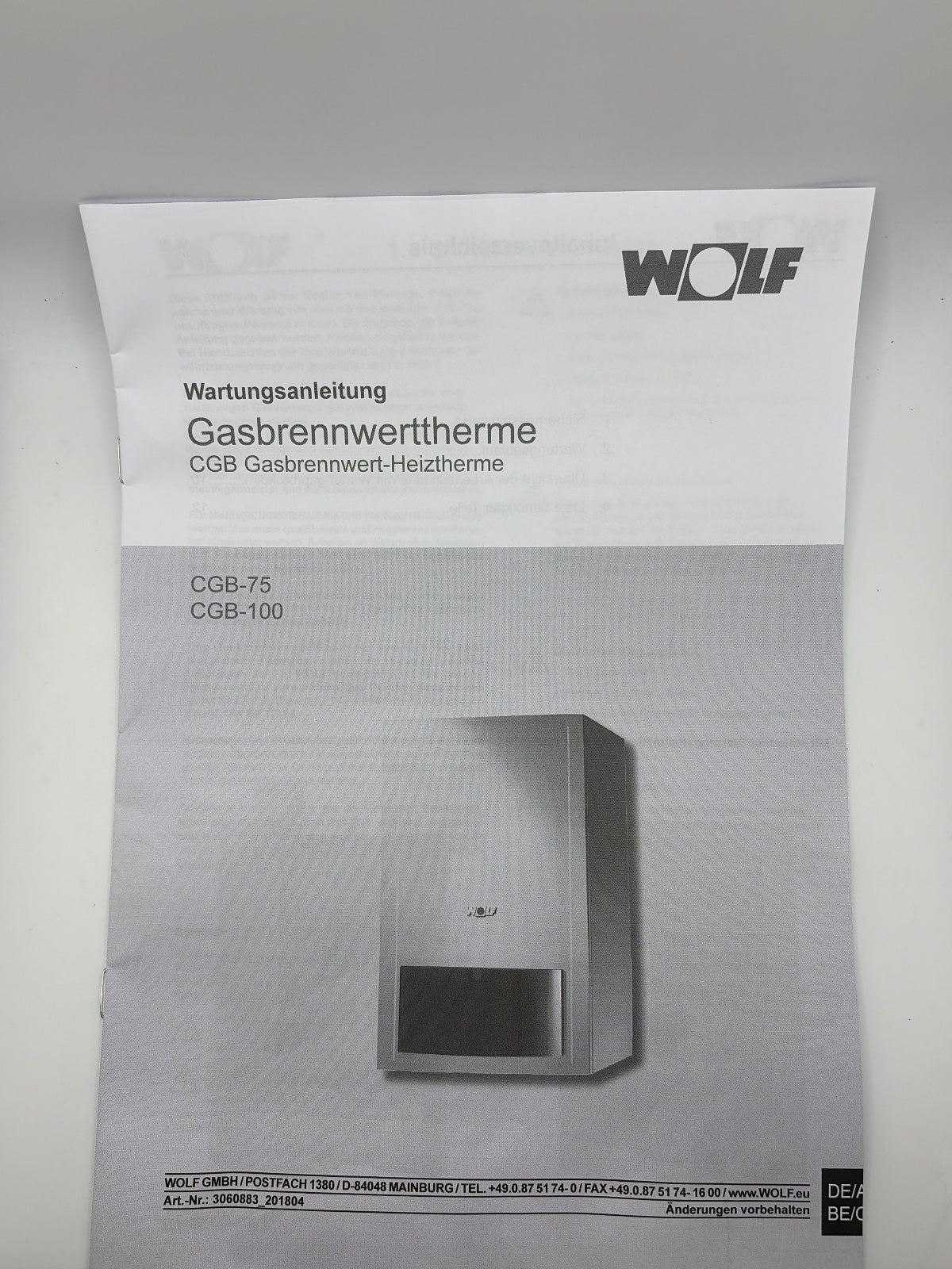 Wolff 8612865 Wolf Wartungsset Gasbrennwertthermen CGB 75/100 / Heizung Brenner