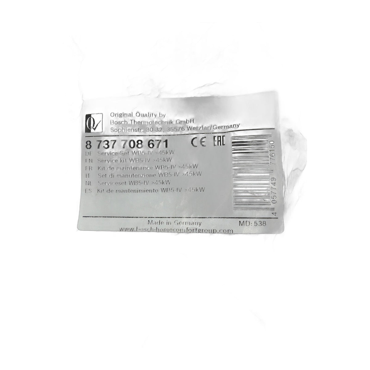 Buderus 8737708671 Bosch Junkers Wartungsset für WB5-IV