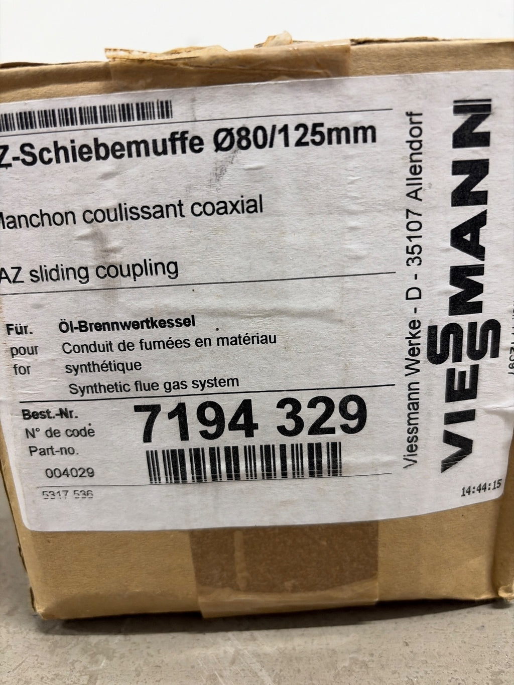 Viessmann 7194329 AZ-Schiebemuffe Abgas Rohr DN80/125