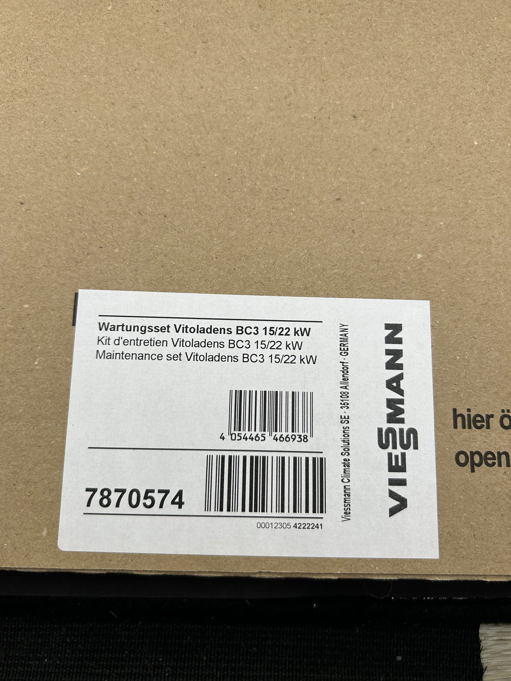 Wartungsset original Viessmann Vitoladens BC3 15/22 kW 7870574